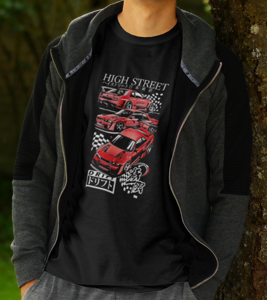High Street Tokyo Drift Japanese Red Drift Cars T-Shirt
