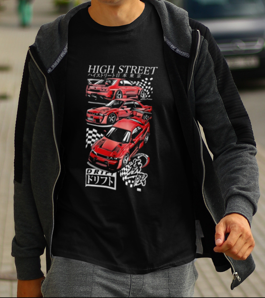 High Street Tokyo Drift Japanese Red Drift Cars T-Shirt