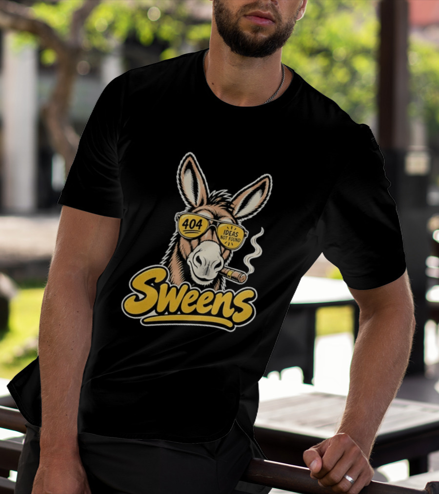 SweenS 404 Ideas Not Found Donkey Cigar Smoking Sunglasses T-Shirt