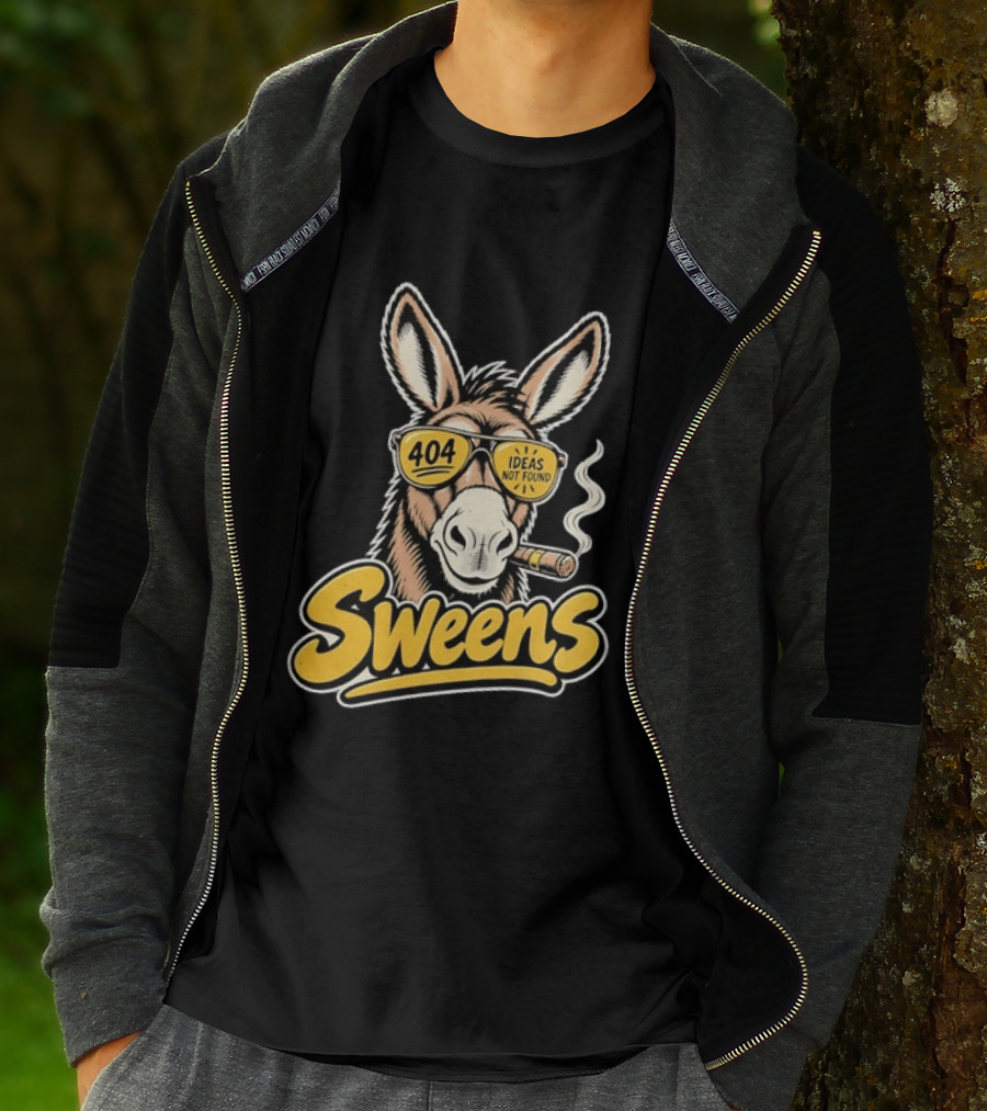 SweenS 404 Ideas Not Found Donkey Cigar Smoking Sunglasses T-Shirt