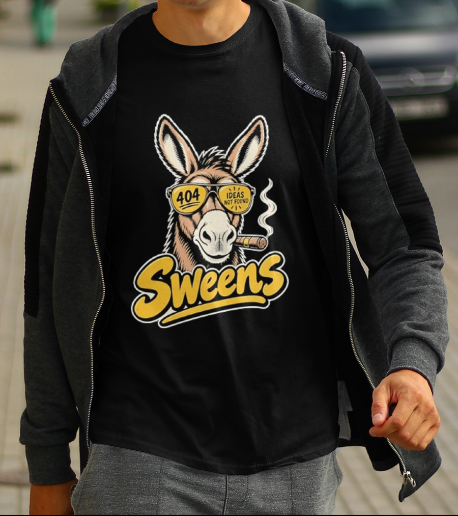 SweenS 404 Ideas Not Found Donkey Cigar Smoking Sunglasses T-Shirt