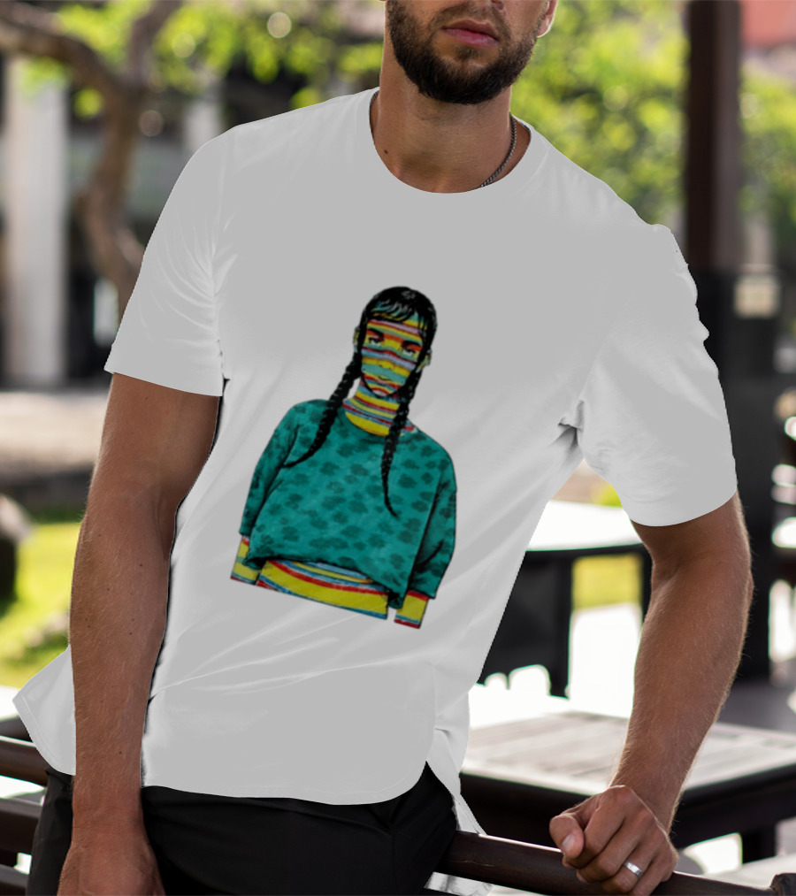 Sicko Last Spring Japan Kai Cenat Striped Face And Braids T-Shirt