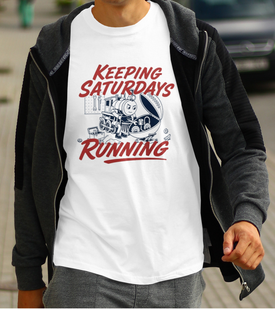 Keeping Saturdays Running Football Train Mechanic Football Train Mechanic Football Train Mechanic T-Shirt
