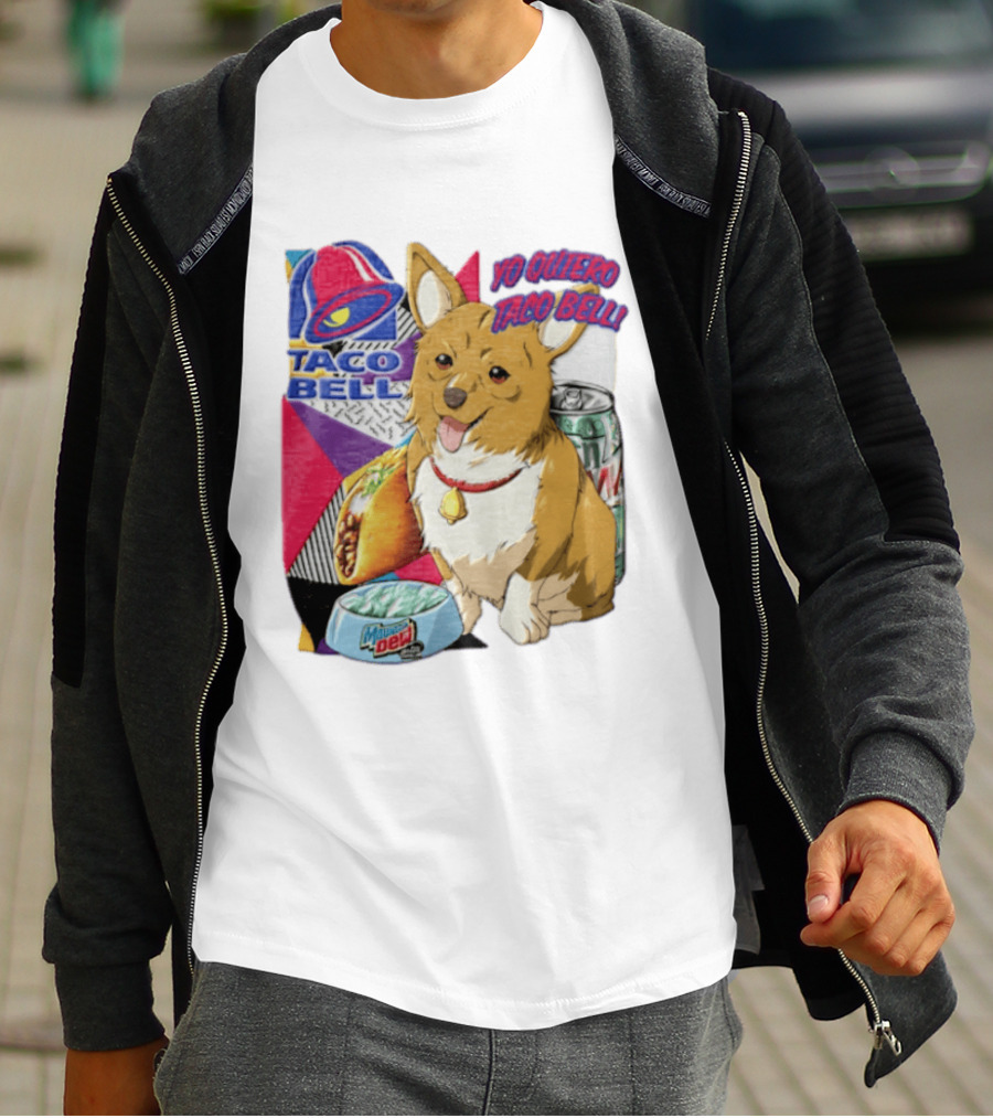 Taco Bell Yo Quiero Taco Bell Brown Corgi Dog Mountain Dew T-Shirt