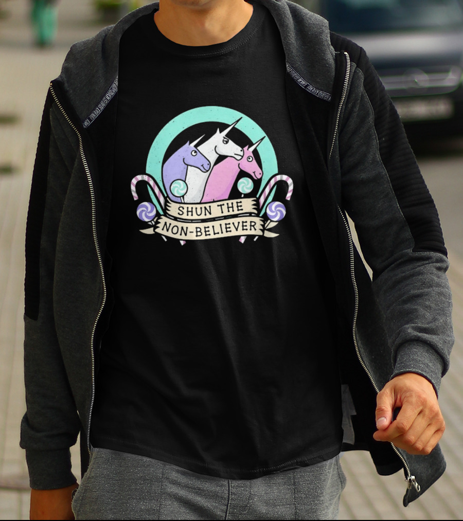 Unicorns Shun The Non Believer Pastel Candy T-Shirt