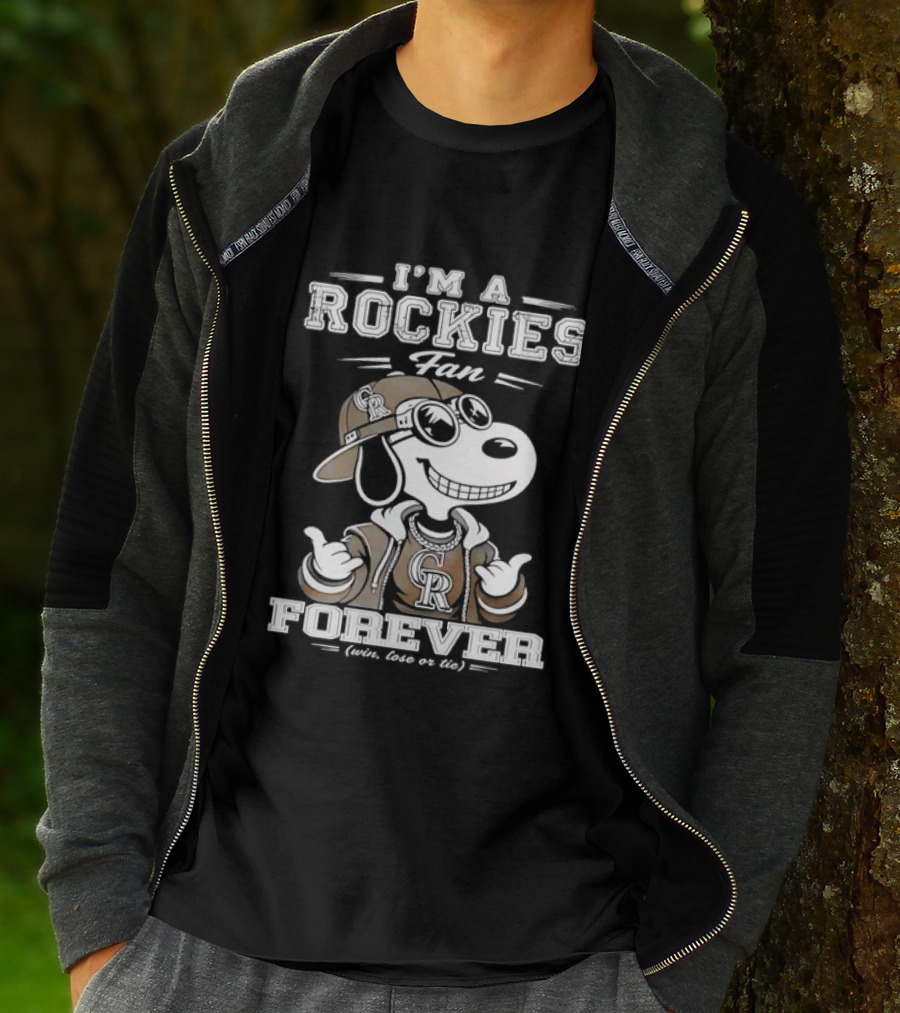 I'm A Rockies Fan Forever Snoopy Win Lose Or Tie T-Shirt