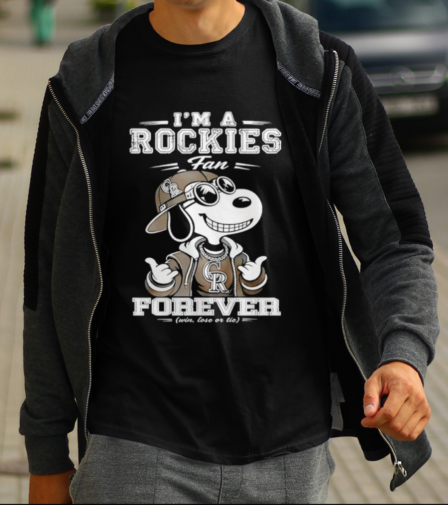 I'm A Rockies Fan Forever Snoopy Win Lose Or Tie T-Shirt