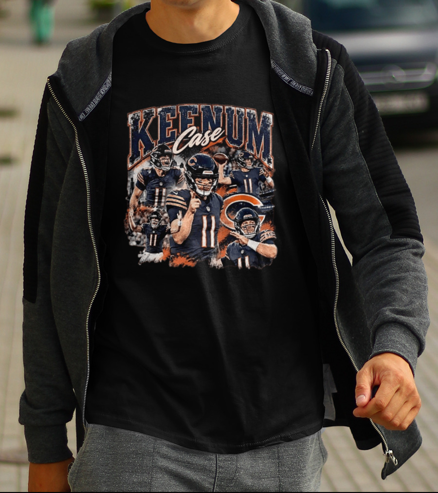 Case Keenum Chicago Bears 90s Bootleg Style Football Montage T-Shirt