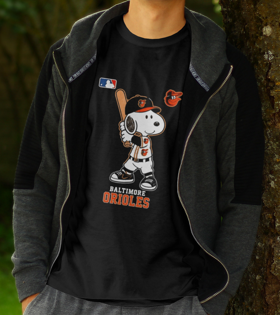 Snoopy Baltimore Orioles MLB Baseball Jersey With Bat And Cap T-Shirt