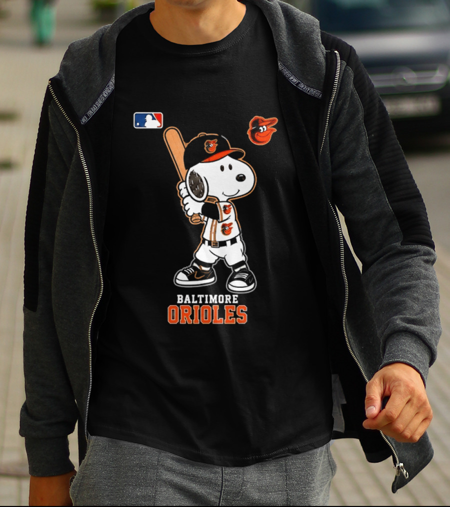 Snoopy Baltimore Orioles MLB Baseball Jersey With Bat And Cap T-Shirt
