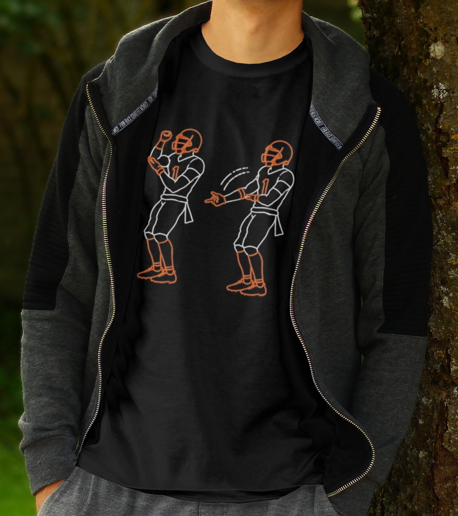 Justin Fields Chicago Bears Number 1 Player Celebration Gesture T-Shirt