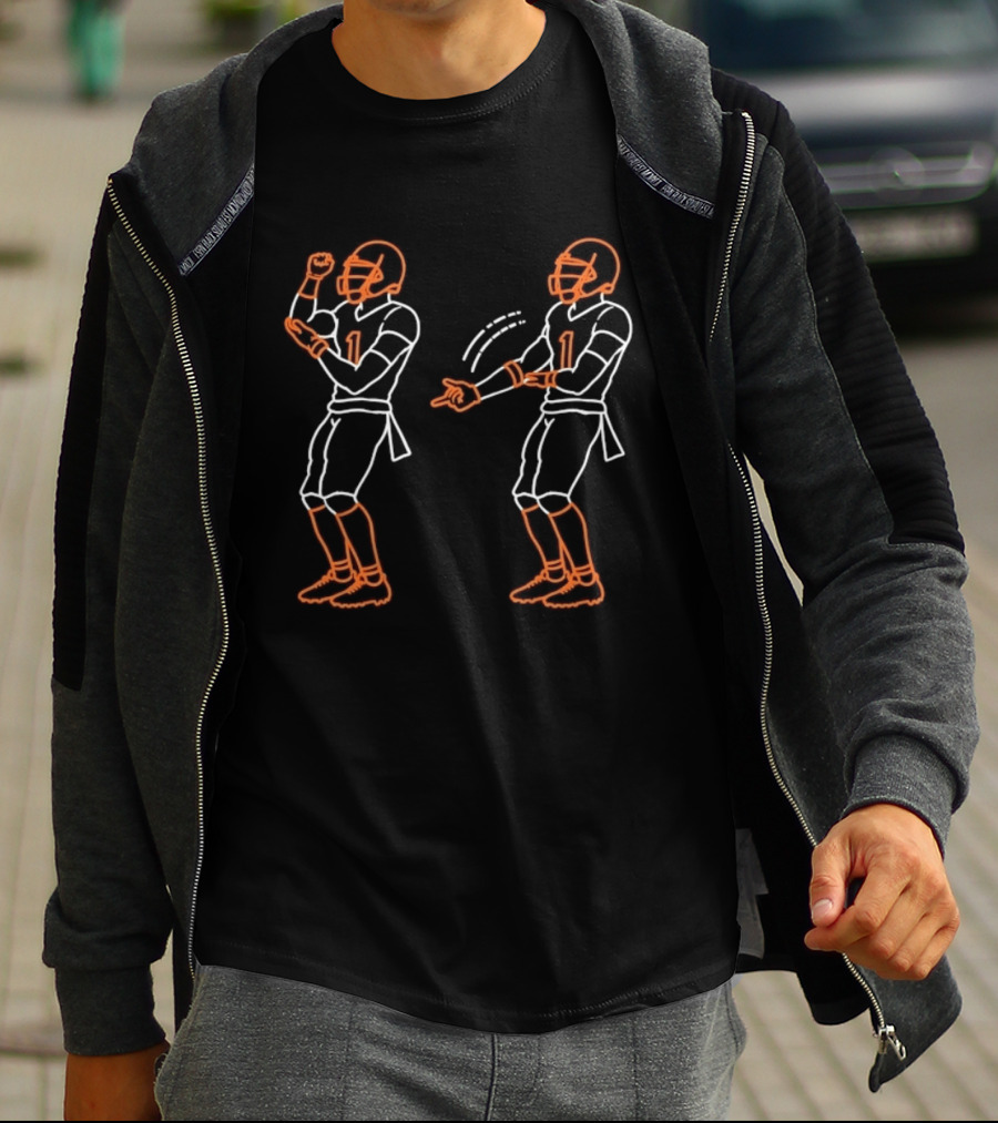 Justin Fields Chicago Bears Number 1 Player Celebration Gesture T-Shirt