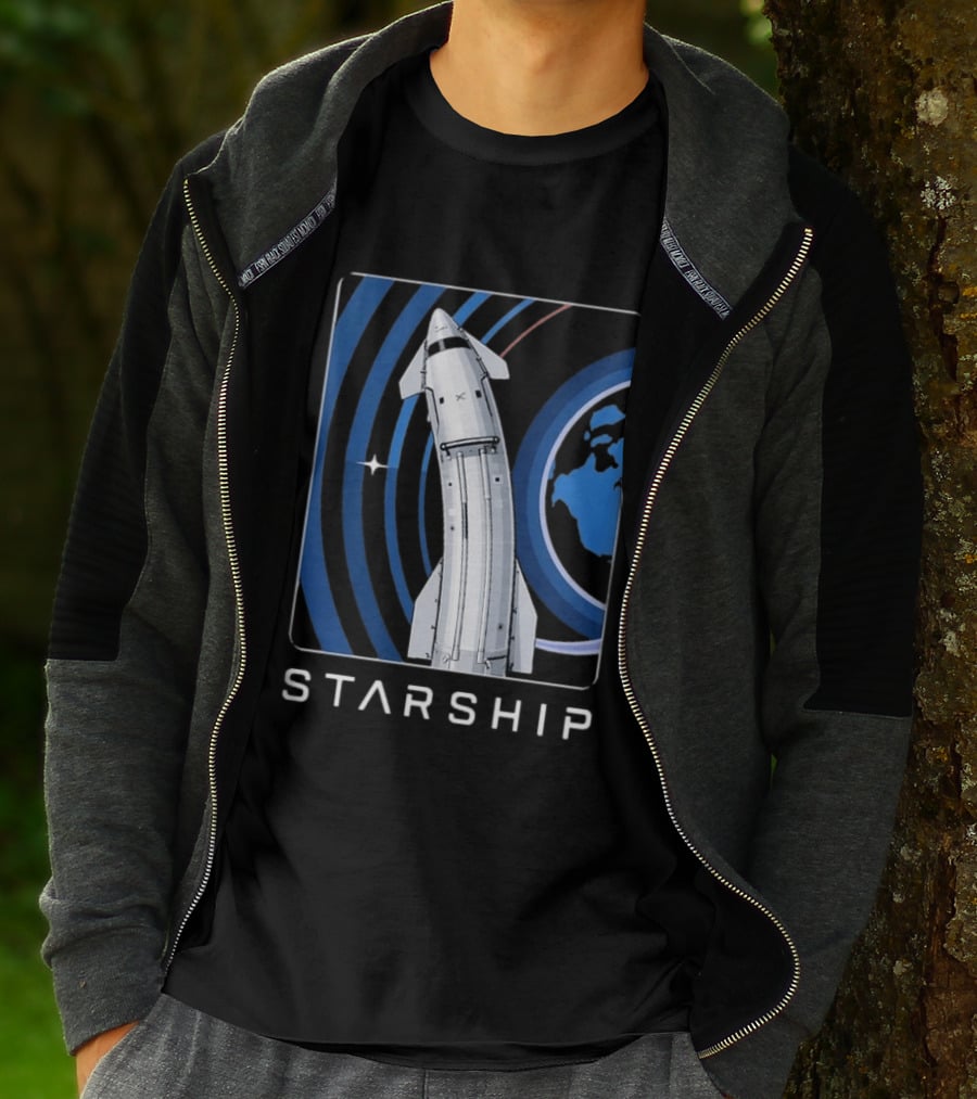 Starship Orbital Flight SpaceX Earth Trajectory T-Shirt