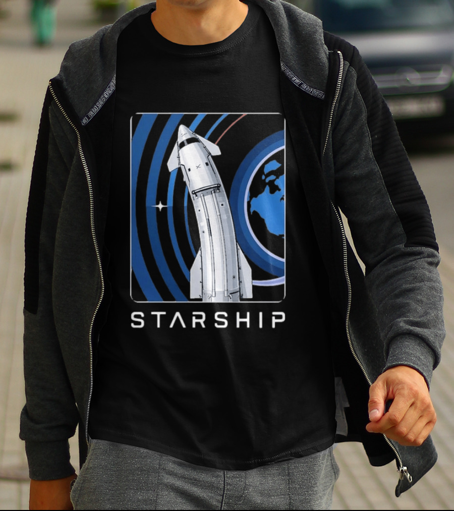Starship Orbital Flight SpaceX Earth Trajectory T-Shirt