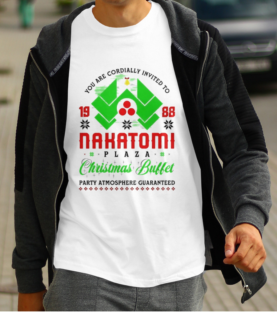1988 Nakatomi Plaza Christmas Buffet Party Atmosphere Guaranteed Invitation T-Shirt