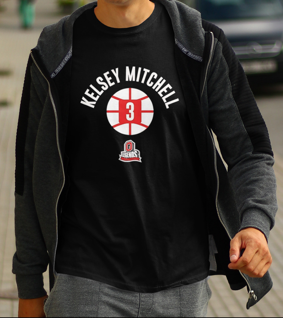 Kelsey Mitchell 3 Ohio State Buckeyes Scarlet And Gray Legends T-Shirt