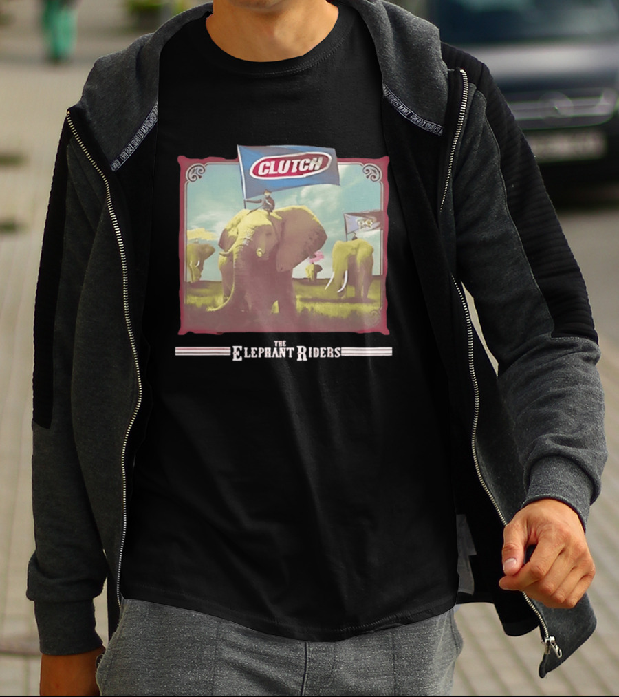 Clutch The Elephant Riders Alternative Metal Rock Music Elephant Banner T-Shirt