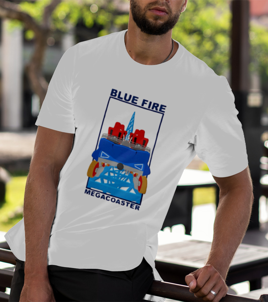 Blue Fire Megacoaster Roller Car T-Shirt