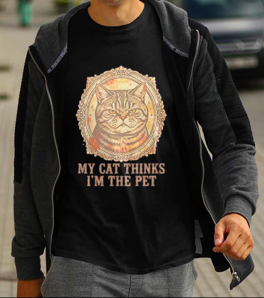 My Cat Thinks I'm The Pet Vintage Cat T-Shirt