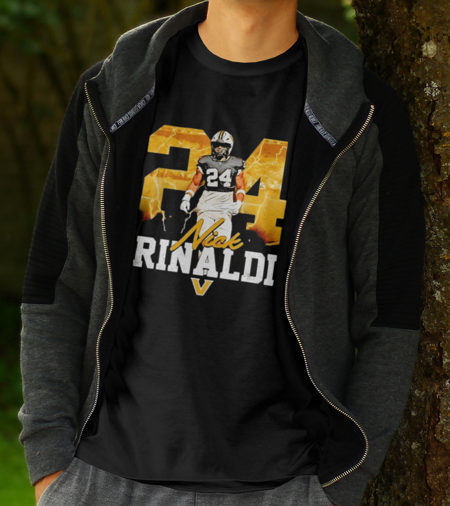Nick Rinaldi 24 Vanderbilt Commodores NCAA Football Lightning T-Shirt