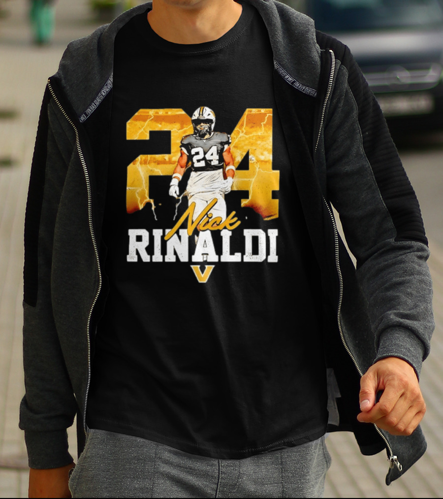 Nick Rinaldi 24 Vanderbilt Commodores NCAA Football Lightning T-Shirt
