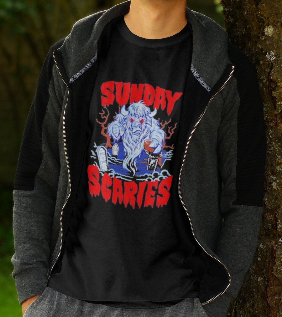 Sunday Scaries Buffalo Football Game Day Frights Lancaster Jeff Schmid T-Shirt