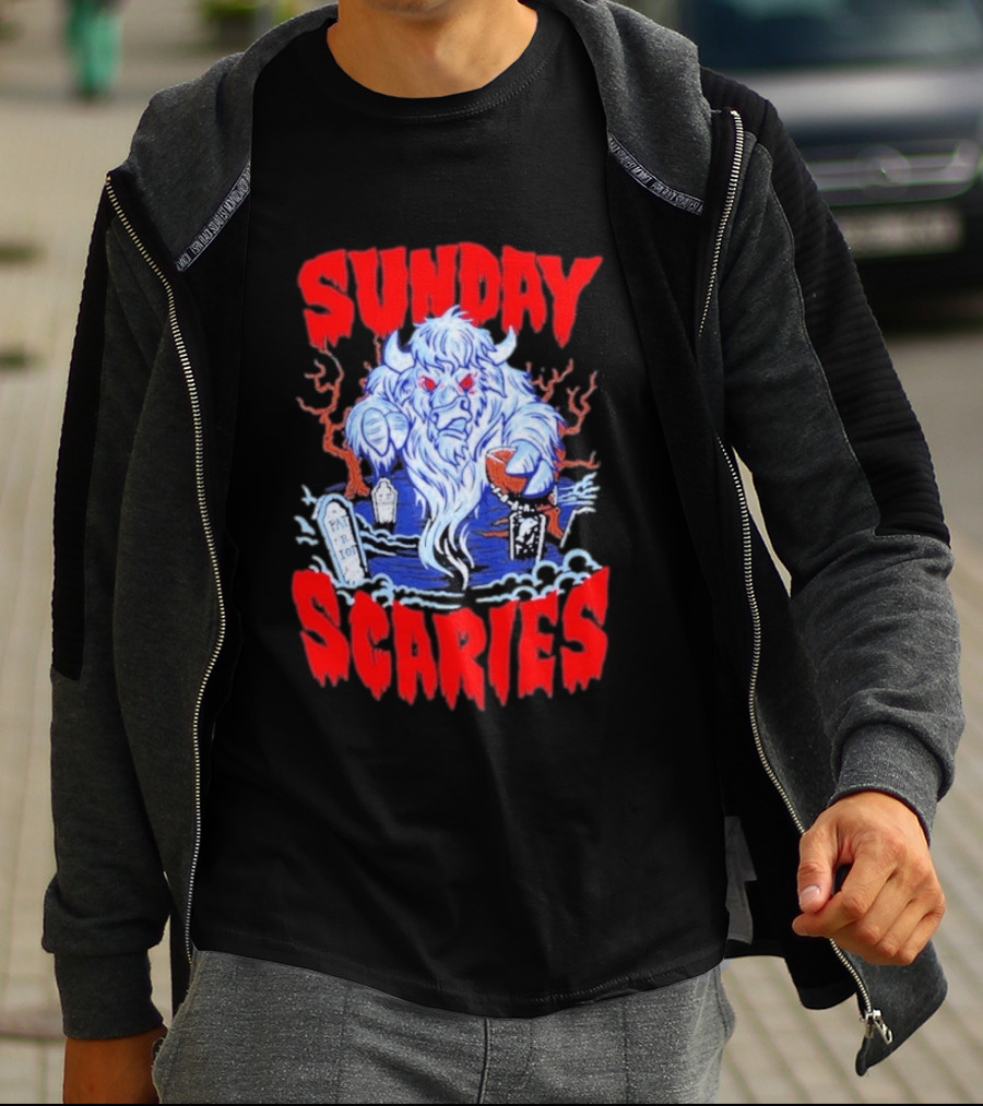 Sunday Scaries Buffalo Football Game Day Frights Lancaster Jeff Schmid T-Shirt