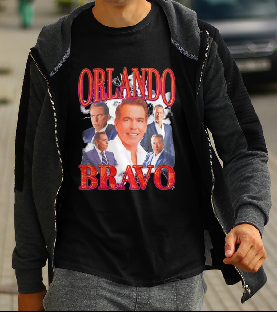 Orlando Bravo Red Text Multiple Portraits T-Shirt