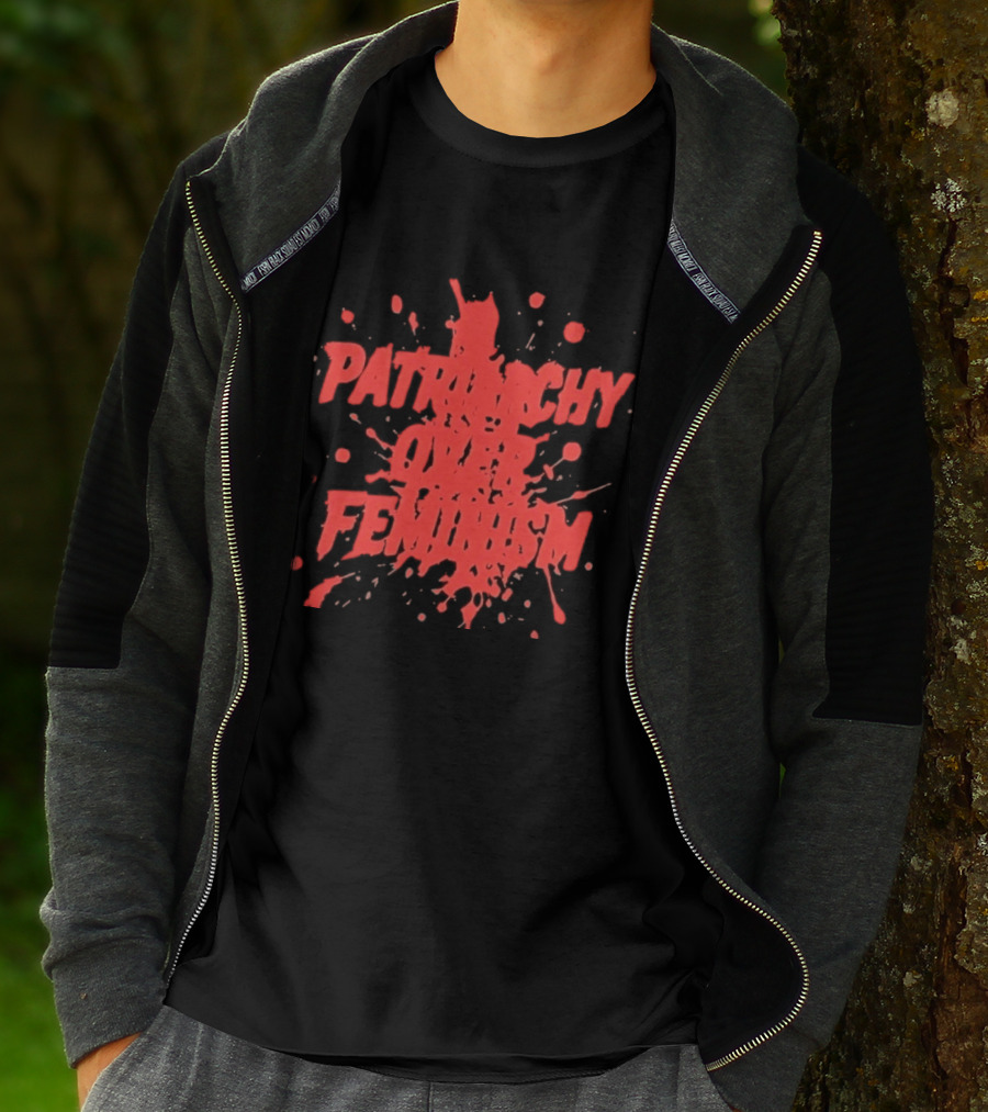 Patriarchy Over Feminism Bold Red Splatter T-Shirt