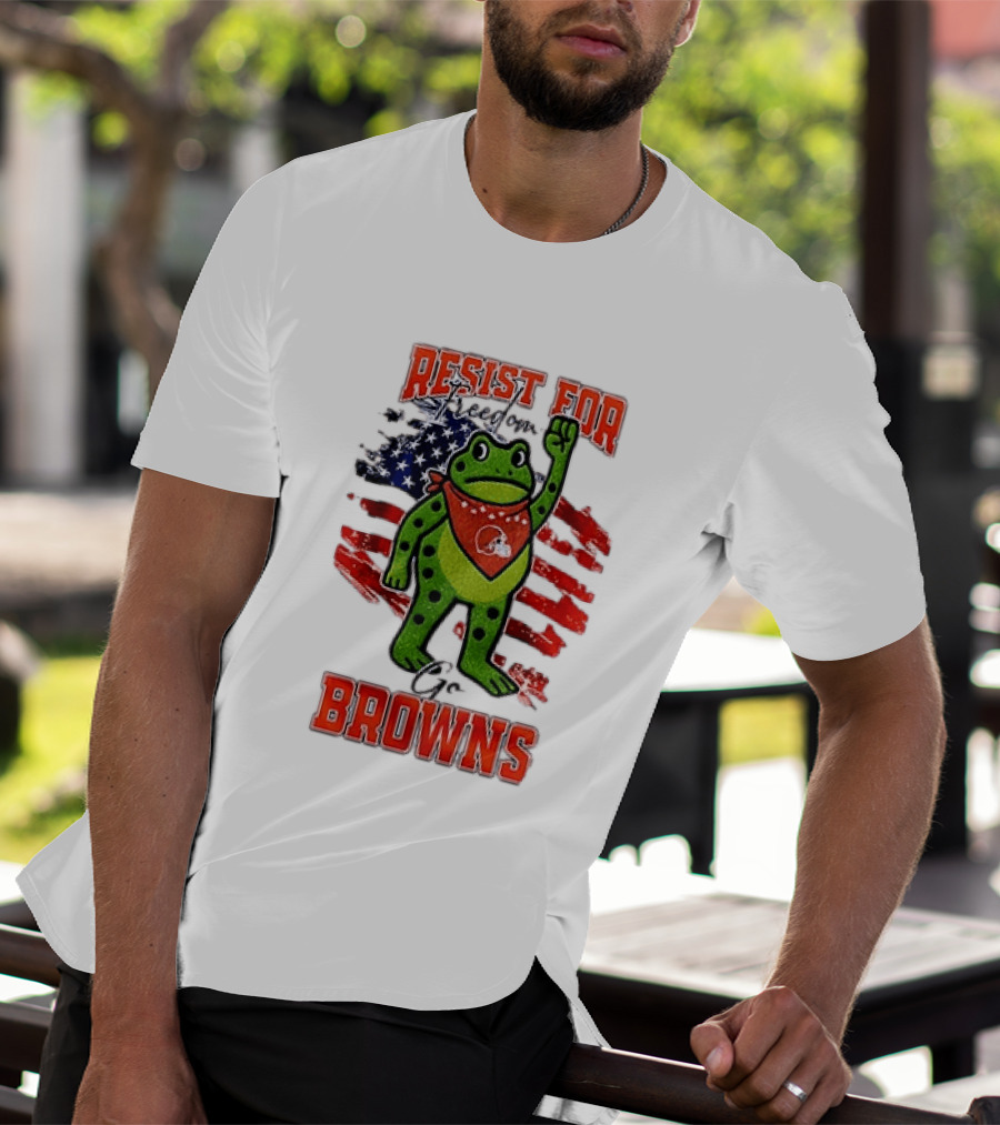 Resist For Cleveland Browns Portland Frog American Flag T-Shirt
