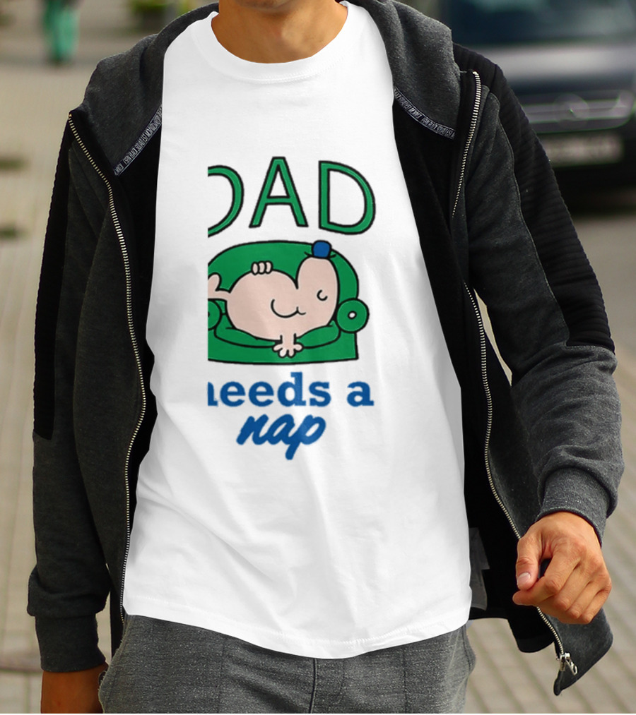 Dad Needs A Nap Cute Cartoon Sleeping Couch T-Shirt
