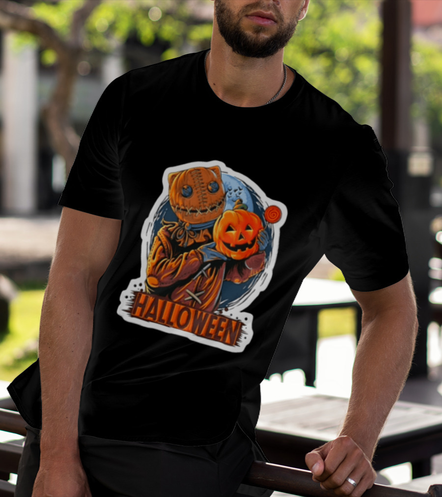 Halloween Sackman Pumpkin Lollipop Full Moon T-Shirt