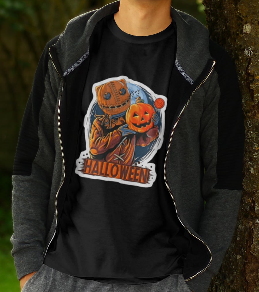 Halloween Sackman Pumpkin Lollipop Full Moon T-Shirt