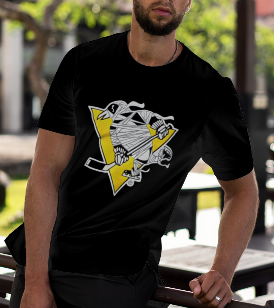 Pittsburgh Penguins Mummy Wrapped Hockey Stick Halloween 26 T-Shirt