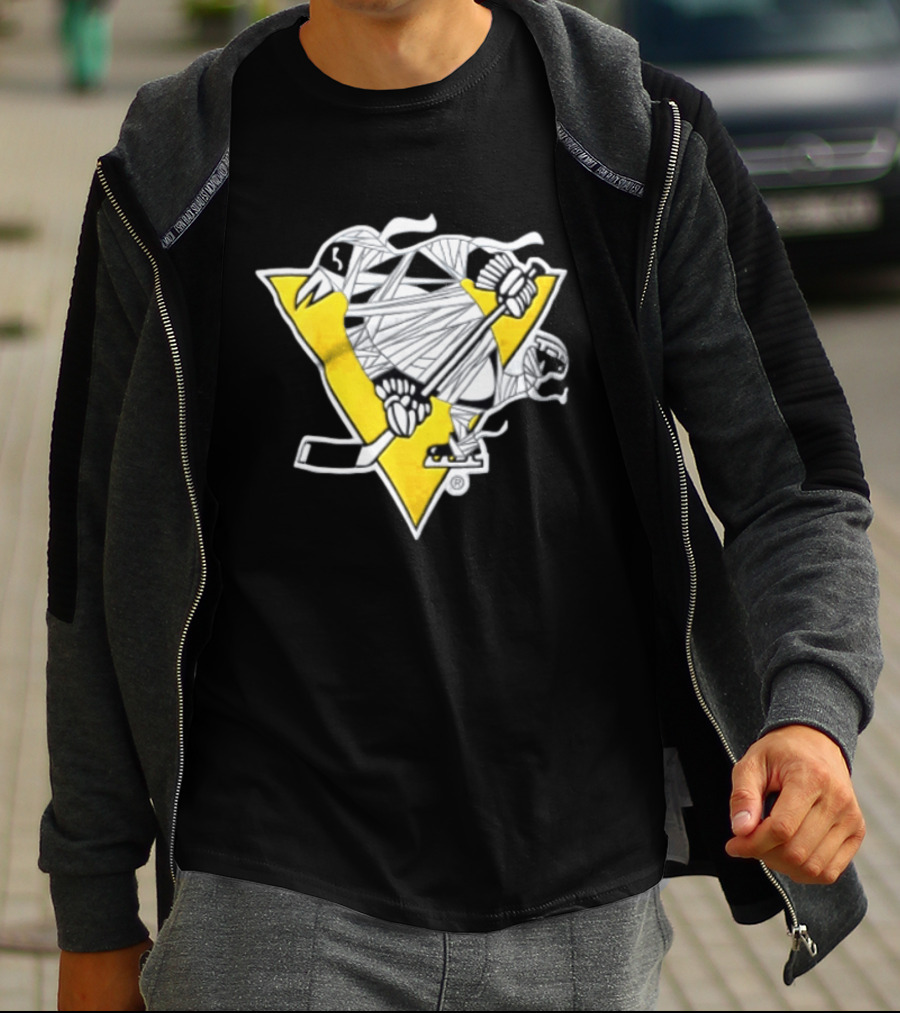 Pittsburgh Penguins Mummy Wrapped Hockey Stick Halloween 26 T-Shirt