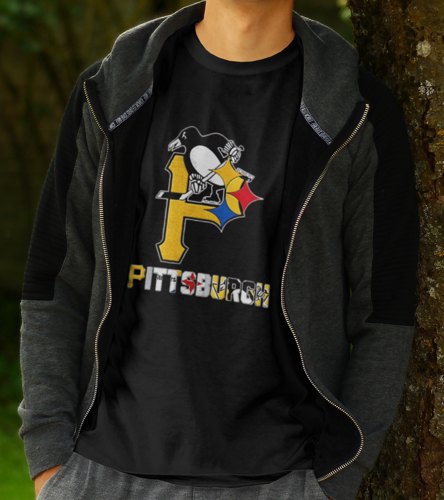 Pittsburgh Penguins Steelers P Logo Sport Map Iconic Team T-Shirt