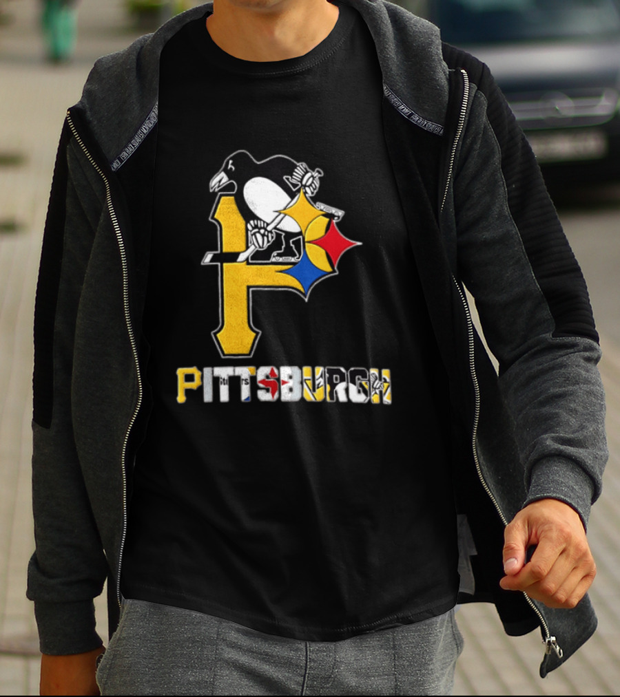 Pittsburgh Penguins Steelers P Logo Sport Map Iconic Team T-Shirt