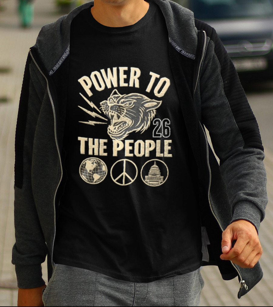 Power To The People 2026 Festival Lion Peace Globe Capitoline Wolf T-Shirt