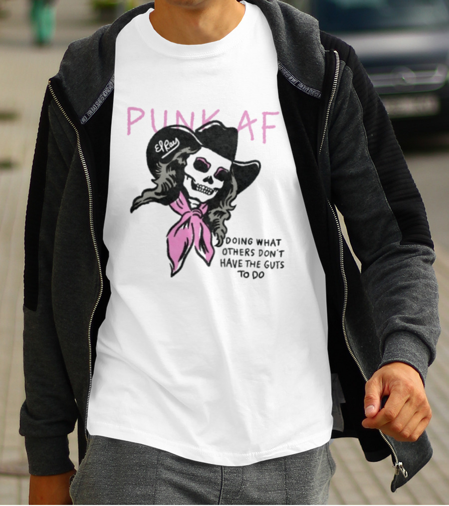 Punk AF Skeleton Cowboy Doing What Others Don't Have The Guts To Do T-Shirt