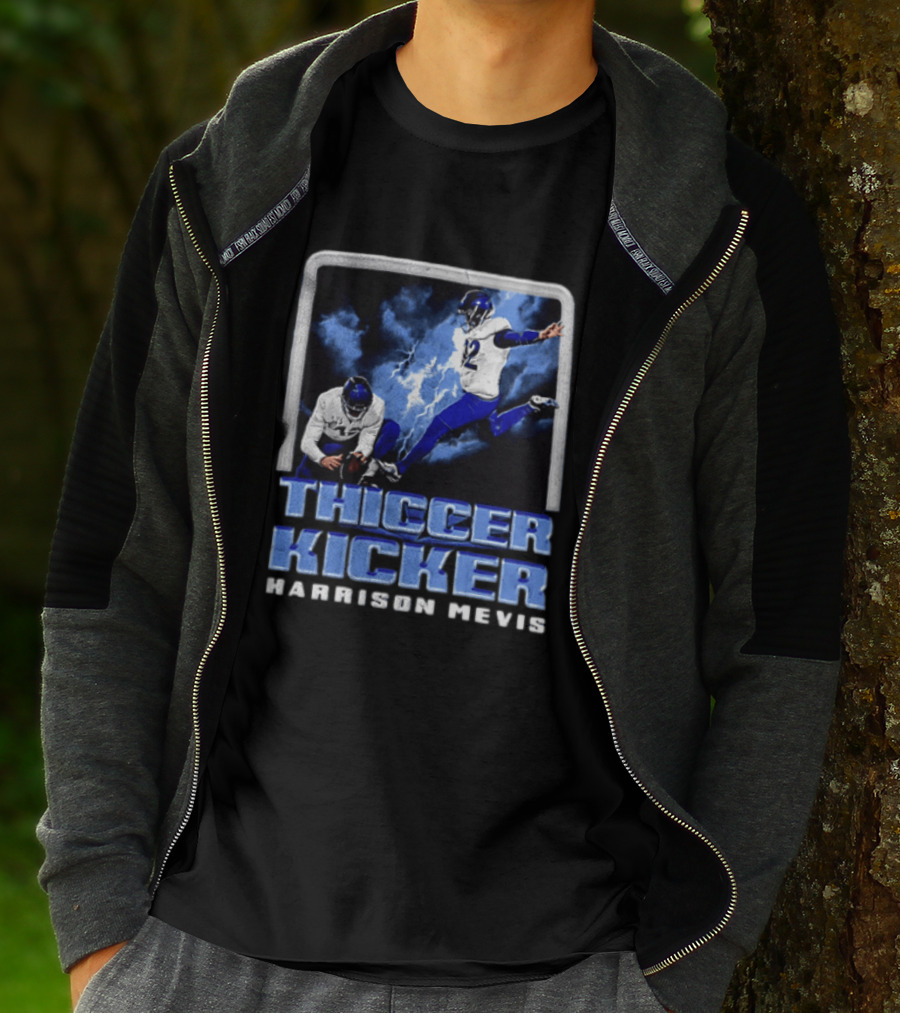 Harrison Mevis Thiccer Kicker Football Action And Lightning T-Shirt