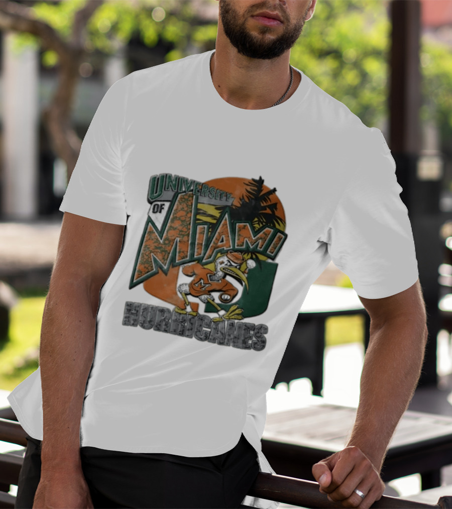 University Of Miami Hurricanes Sebastian Ibis Palm Tree T-Shirt