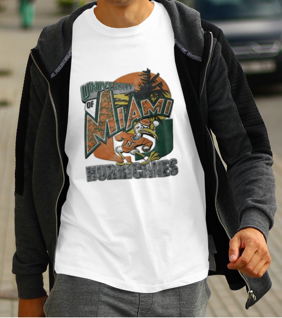 University Of Miami Hurricanes Sebastian Ibis Palm Tree T-Shirt