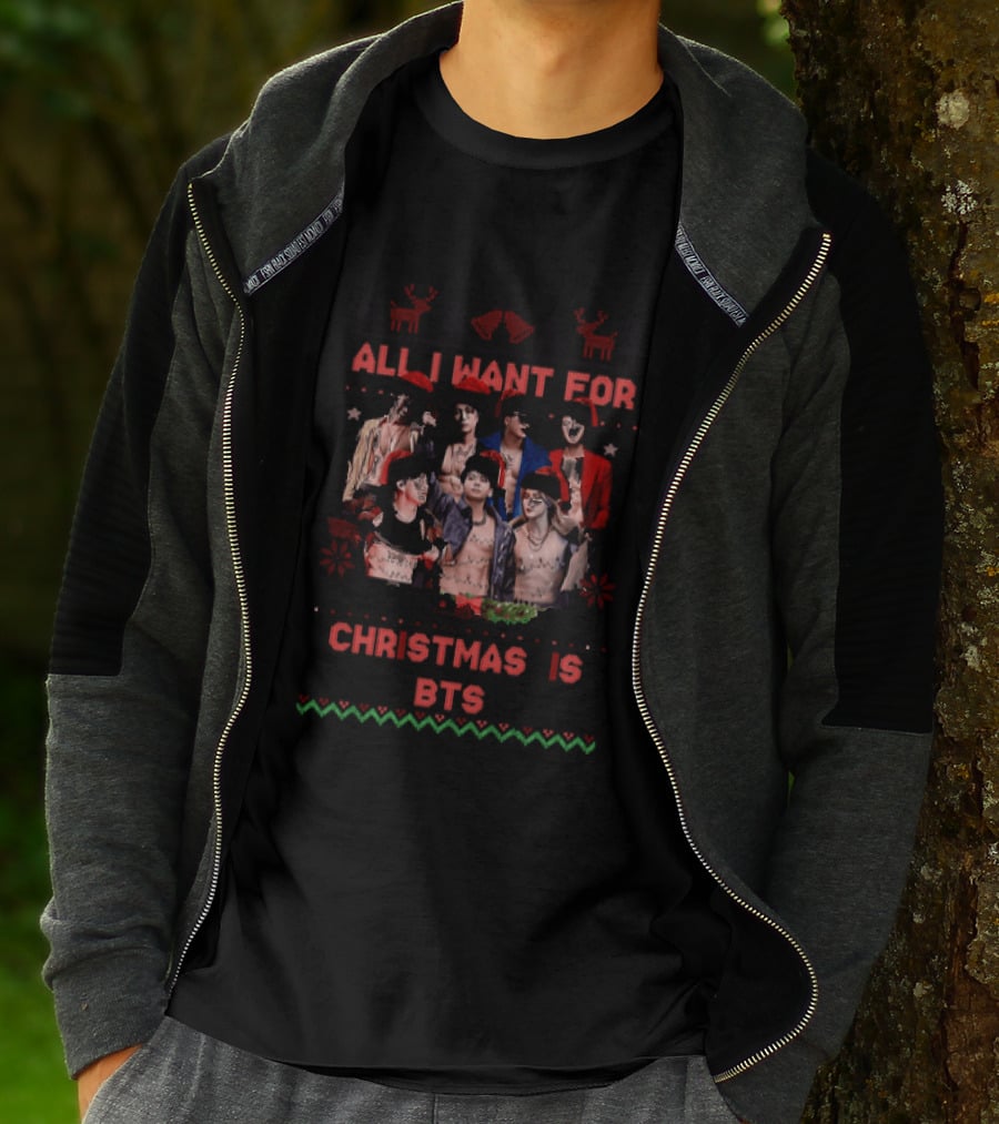 All I Want For Christmas Is BTS Ugly Sweater Holiday T-Shirt