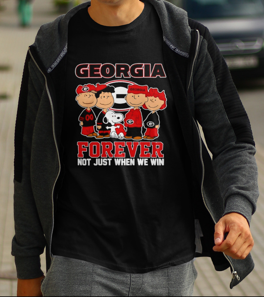 Georgia Bulldogs Peanuts Forever Not Just When We Win Snoopy Woodstock T-Shirt