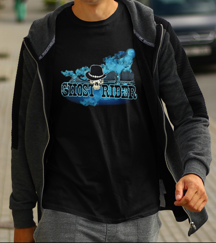 Ghost Rider Skull Bridge Smoke Moon Hat T-Shirt
