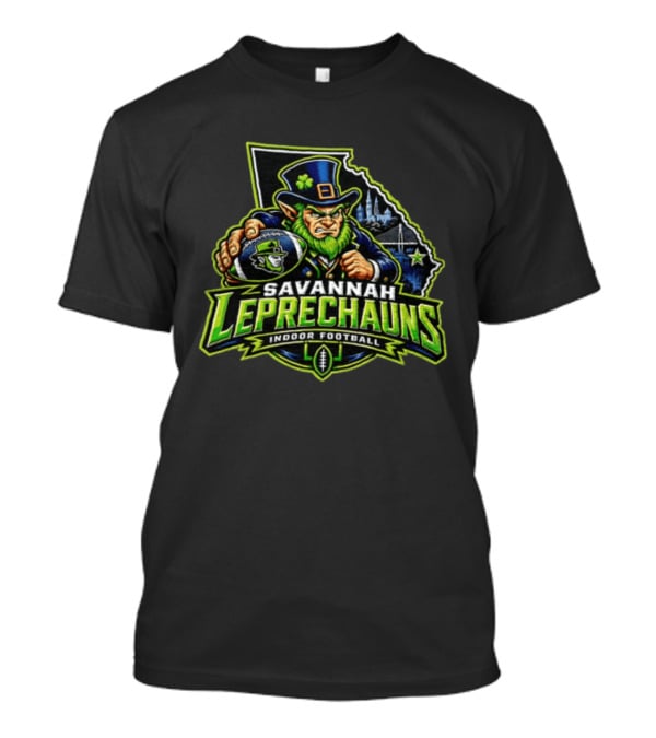 Savannah Leprechauns Indoor Football Angry Leprechaun Georgia Outline Skyline T-Shirt