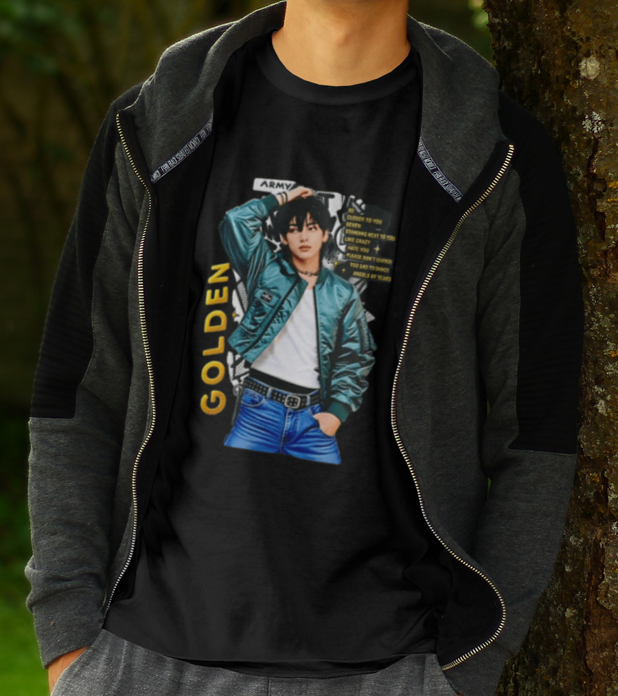 Jungkook Seven Golden Army Bomber Jacket Fashion Trend T-Shirt