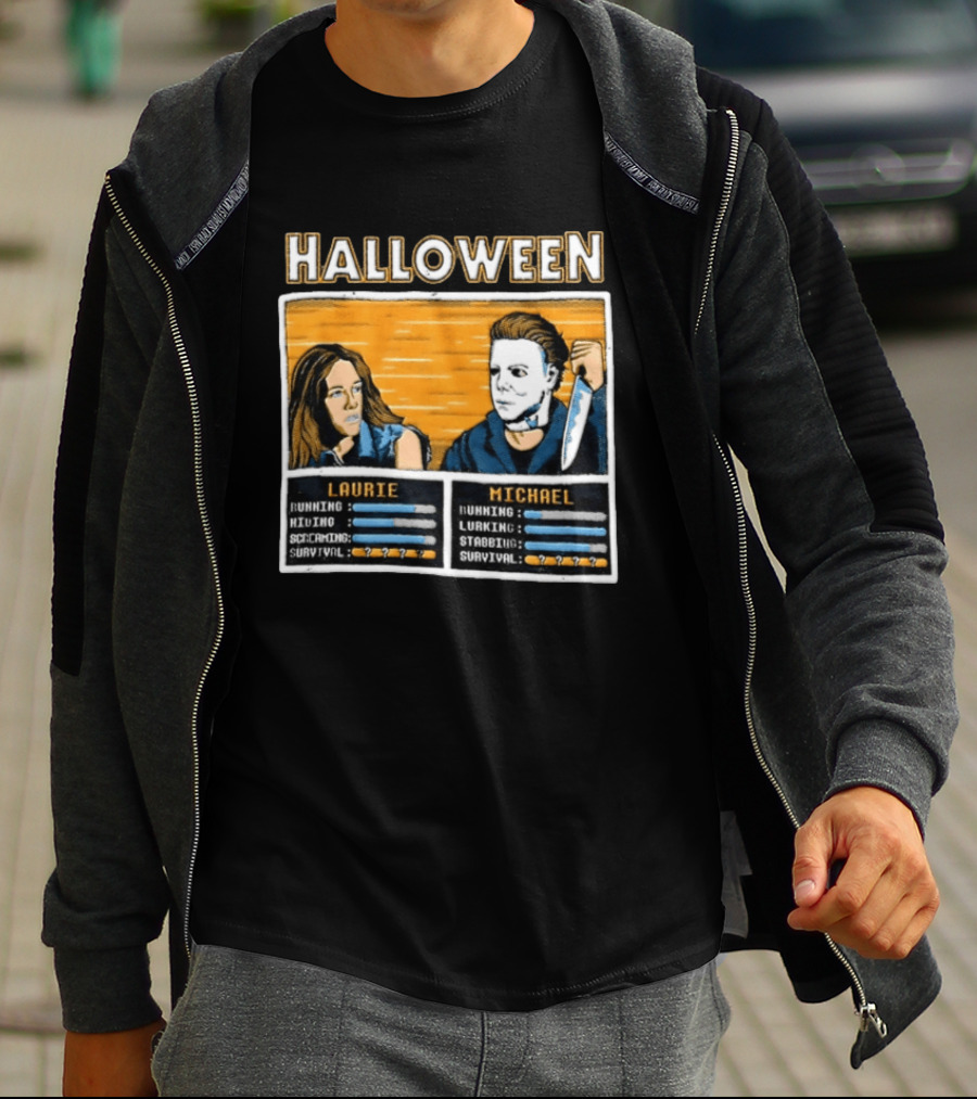Halloween Laurie Michael Jamie Lee Curtis Michael Myers Stats Survival Horror T-Shirt