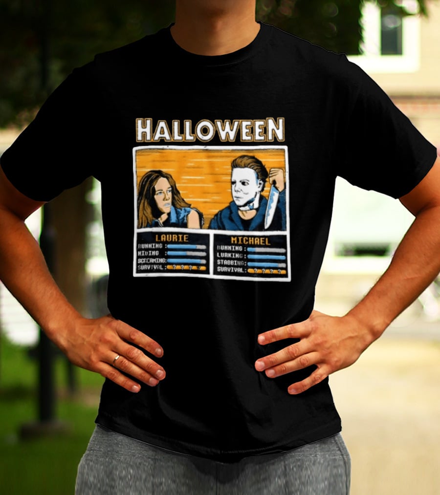 Halloween Laurie Michael Jamie Lee Curtis Michael Myers Stats Survival Horror T-Shirt