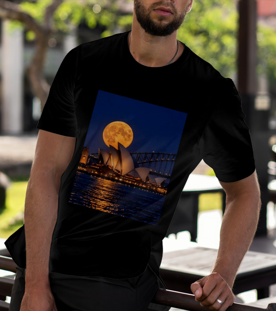 Harvest Moon Over Sydney Opera House And Harbour Bridge T-Shirt
